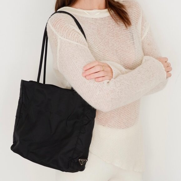 Authentic Preowned Prada Black Nylon Long Strap Tote Bag - Picture 1 of 12